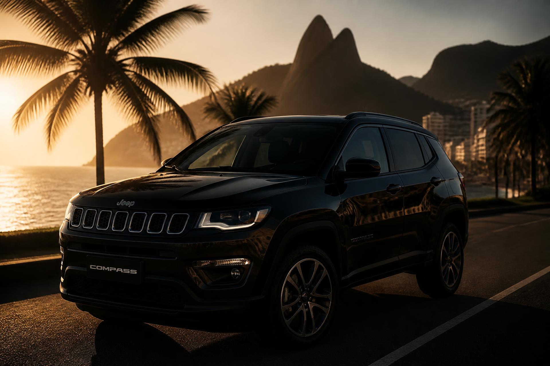 Jeep Compass preto executivo no litoral da Bahia